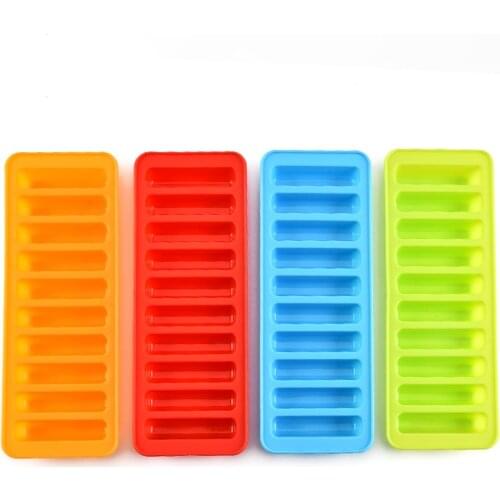 Food Grade Silicone 25*8.2cm Rectangle Shape Ice Cube Mold Fruit Ice Cube Maker 10 Lattice Ice Tray Bar Kitchen Accessories
