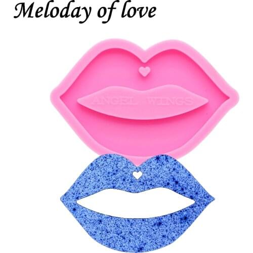 Keychains moulds Shiny mouth shape molds for keychain DIY Lips resin keyring decoration jewelry silicone custom mold DY0170