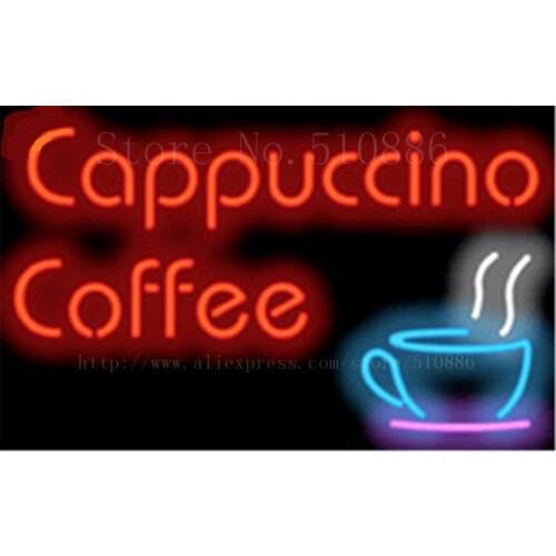 Cappuccino & Coffee neon sign Glass Tube Light Bar Beer Club Custom Neon signs Shop Store Decoration Signboard signage 17"x14"