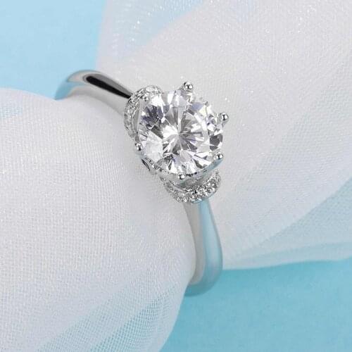 Romantic 925 silver ring Ruby inlay Moissanite ring Engagement Anniversary Ring 1ct round excellent cut