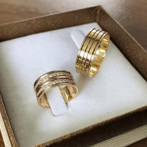 SILVERFONI 925 Sterling Real Silver Wedding Rings Set For Men And Women Jewelry Hand Made Anniversary Gift New Season Gold Plate