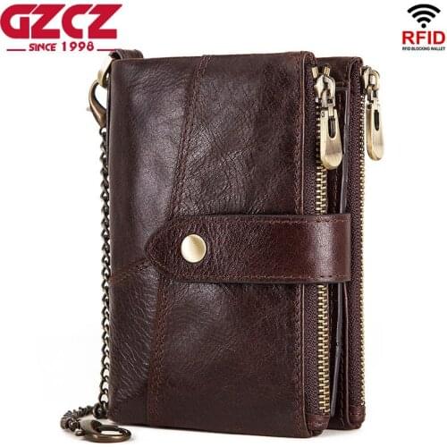 RFID Blocking Genuine Leather Wallet Coin Purse Pocket Credit Card Holder Aluminium Box for Men ID Card Case Men Wallet