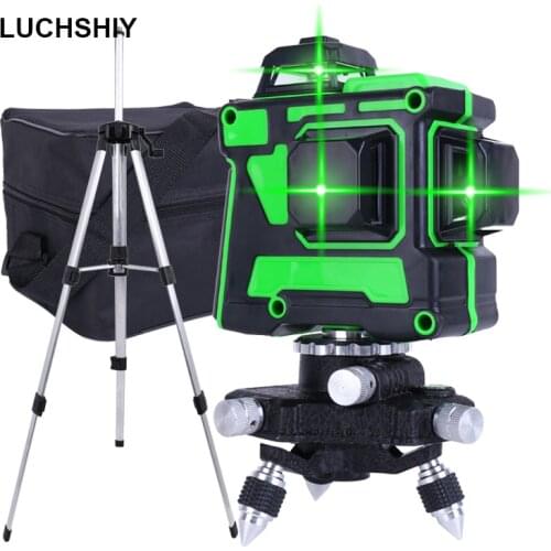 Level Laser Green Lines 12 Lines 3D Level Self-Leveling 360 Horizontal Vertical Cross Super Powerful Green Laser Level Tools