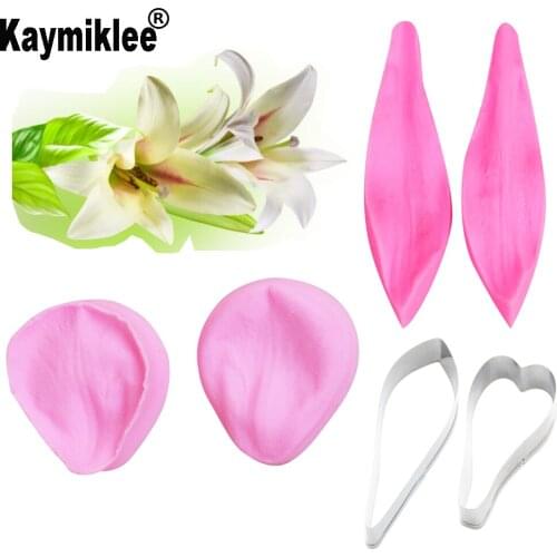 Lily flower Petal Veiner &Cutter Silicone Mould Fondant Mold Cake Decorating Tools ,Sugarcraft Mold CS236