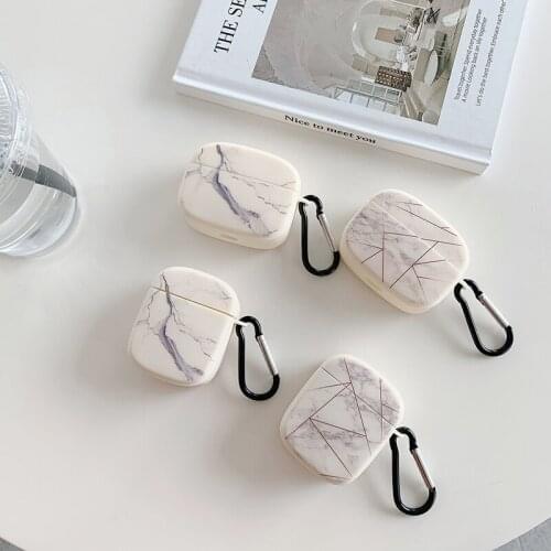 Marble Geometric lines Soft silicone Case For Cover For Apple Airpods pro Cartoon Back Cover For Apple Airpods 1 2 Earphone Case