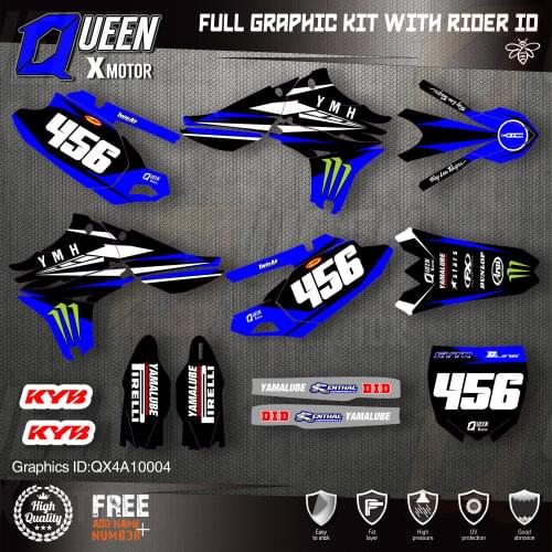 QUEEN X MOTOR Custom Team Graphics Backgrounds Decals 3M Stickers Kit For YAMAHA 2010-2013 YZF450 004