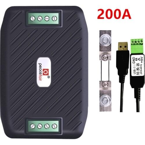 Latest DC 0-300V Watt Meter RS485 Modbus Box Voltage Current Kwh Energy Power Meter Ammeter Voltmeter with 200A Shunt+ USB Cable