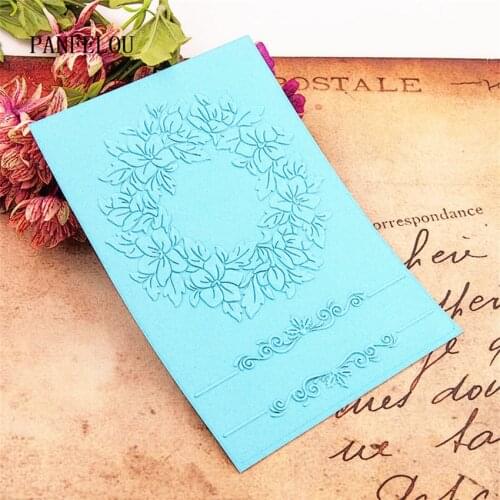 PANFELOU 12.6x17.8 leaf wreath Embossing folders Plastic For Scrapbooking DIY Template Fondant Cake Photo Album Card Making