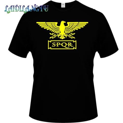 Hot Mens t shirts fashion SPQR T Shirt Eagle banner Tshirts cotton O neck short sleeved euro size t-shirts Casual Tops Tees