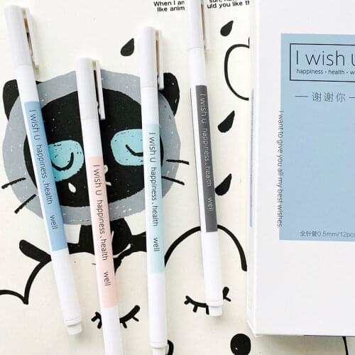 2pcs/lot Simple Best Wishes Gel Pen Rollerball Pen Writing Tool Student Stationery School Office Supply 0.35mm Black Ink