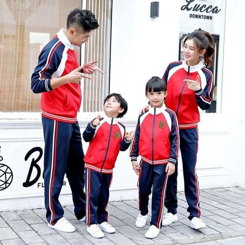 Family Matching Clothes Autumn Winter Dad Son Mom Daughter Sports Set 2Pcs Coat & Pants Couple Matching Clothes Student Uniforms