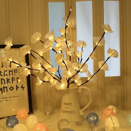 20 LED String Battery Power Simulation Orchid Branch Light Vase Filler Flower Willow Branch Fairy Light Garland Home Decoration