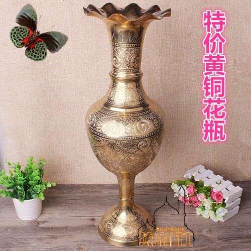 India imported copper bronze hand carved vase features gifts home furnishings brass flower vase