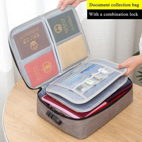 Large capacity waterproof file bag multi-function family travel bag ID card bag school office business folder supplies