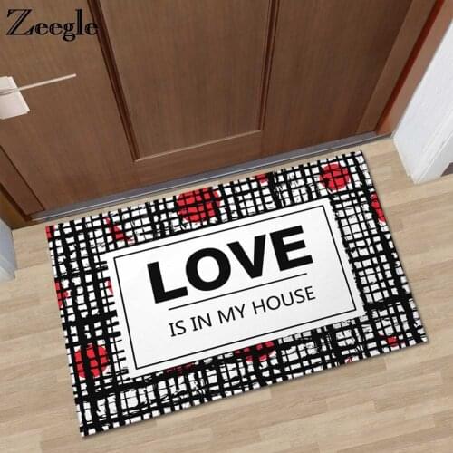 Zeegle Love Home Doormat Outdoor Rugs Home Decor Floor Mat Non-slip Foot Mat Bedroom Carpet Bedside Rugs Absorbent Bathroom Mats