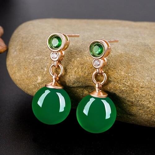 Charm Luxury Grade A Natural Green Jade Earrings For Women 925 Sterling Silver Earrings Female Party Geometric Fine Jewelry Gift