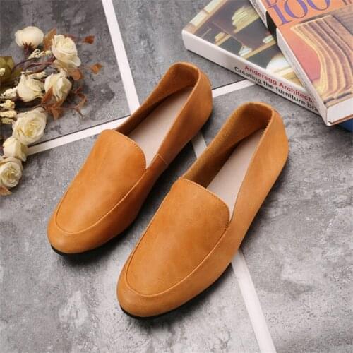 Women Cowhide Leather Flats Slip on Shoes for Women Spring Loafers Gray Brown Casual Soft Genuine Leather Women Flats Shoes