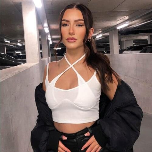 Debardeur Haut Femme Corset Urban Streetwear Ropa De Mujer Basic White Summer Clothes For Women Halter Sports Crop Top Female