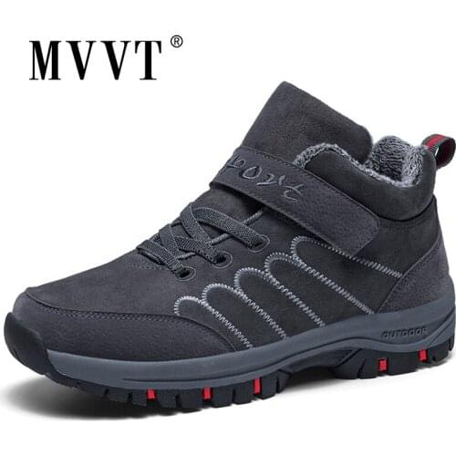 MVVT Winter Men Snow Boots Ankle Men/Women Shoes With Fur Fashion Winter Sneakers Suede Leather Boots For Men/Women