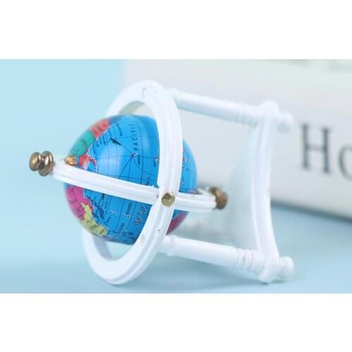 1/12 Dollhouse Miniature Rolling Globe With Stand Dollhouse Study Living Room Bedroom Reading Room Furniture Accessories