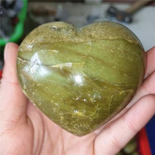 1pcs Large Natural Green Opal Quartz Crystal Heart Shaped Polished Stones Healing Decor Natural Stones and Minerals