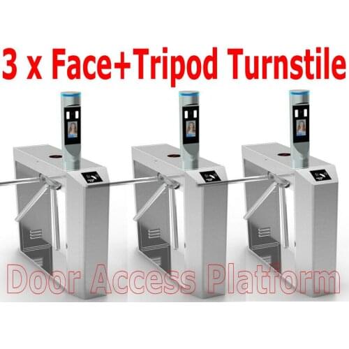3 pcs of Tripod Turnstile Gates+ Facial Recognized Turnstile,3-arm access controller,People Face Entrance+Exit human door contro