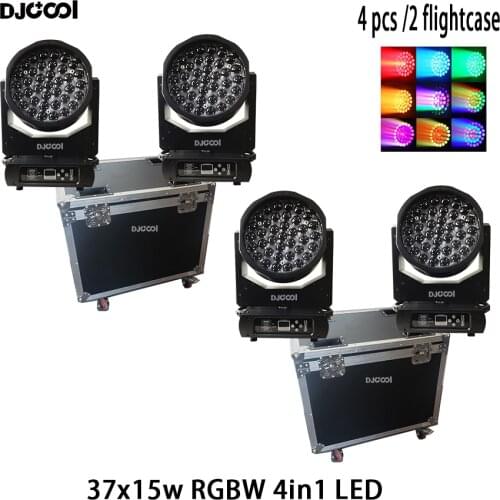 No duty 4 pcs 2 filghtcase Dmx512 37X15W Led Wash Zoom Rgbw Moving Head Light Stage Spotlight For Dj Lights Nightclub Disco