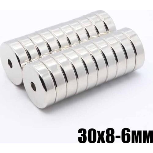 5pcs 30x8-6 mm N35 NdFeB Ring Magnet Dia. 30x8 mm thick M6 straight Hole Neodymium Rare Earth Permanent Magnet 30x8-6 mm
