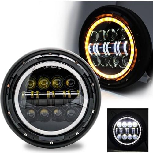 7 Inch DOT SAE E9 Motorcycle Headlamp with angle eye Led Headlight 7inch housing bucket trim ring For Honda kawasaki Harley