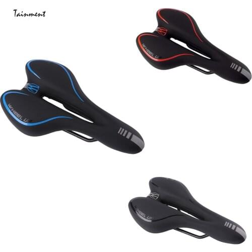 Reflective Shock Absorbing Hollow Bicycle Saddle PVC Fabric Soft Mtb Cycling Road Mountain Bike Seat Bicycle Seat Accessories
