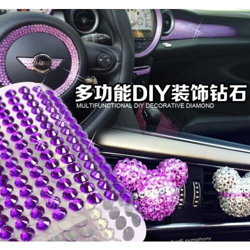 Artificial Diamond Car Interior Sticker Car Wheel Modified Decal Auto Steering Wheel Sticker SUV Dash Board Sticker Many Colors