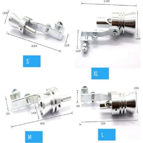 Car tail throat whistle sound Exhaust Fake Turbo Whistle Pipe Sound Muffler Blow Off Car Styling Tunning silve S/M/L/XL