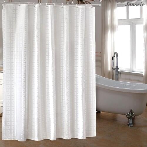 White Yellow Shower Curtains Waterproof Thick Solid Bath Curtains For Bathroom Bathtub Checkered Stripe Bathing Cover 12 Hooks
