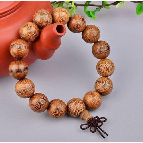 15mm Wood Tibet Buddha Buddhist Prayer Beads Bracelet Mala Bangle Wristband