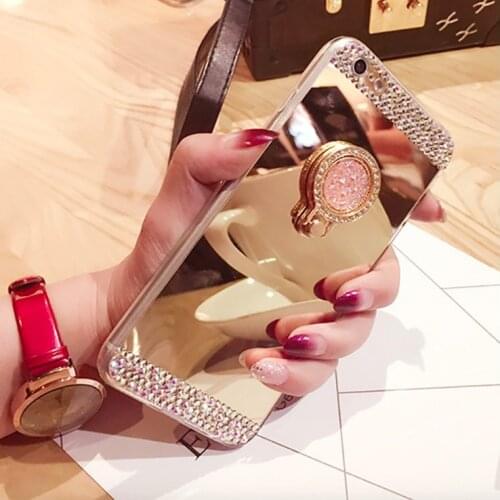 For Samsung Galaxy Note 10 Plus 5G S10 S9 S8 Plus S8 Case Glitter Diamond Rhinestone Case Ring Clip Stand TPU Mirror Cover Funda