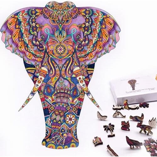 Wooden Puzzle Jigsaw Fox Lion Fish Gift Cartoon Toy For Adults and Kids Educational Animals of Jungle DIY