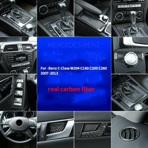 For Mercedes-Benz C-Class W204 C180 C200 C260 2007-2013 Accessories Carbon Fiber Center Console Gear Panel Decoration Sticker