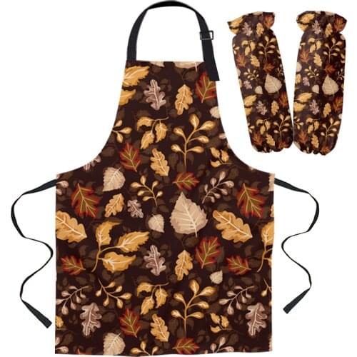 Autumn Farmhouse Retro Maple Leaf Texture Kitchen Apron Baking Accessories Sleeveless Aprons for Men Women Home Cleaning Tools