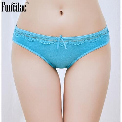 FUNCILAC 5 Pcs/set Sexy Womens Panties Cotton Briefs for Women Lace Lingerie Hollow out Shorts Low waist Ladies Underwear Bow