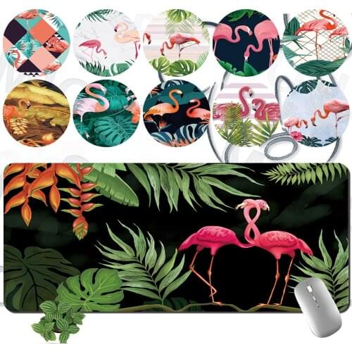 Gaming Mouse Pad Computer Keyboard Mousepad PU Leather Flamingo Pattern Series Mouse Mat Office Desk Accessories 30x60CM 30x80CM