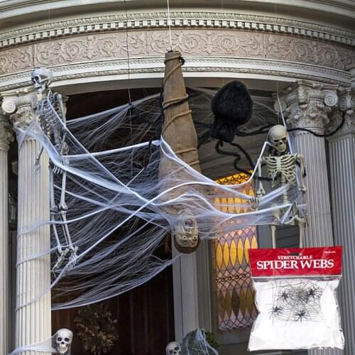 Artificial Spider Web Halloween Decoration Scary Party Scene Props White Stretchy Cobweb Horror House Home Decora Supplies