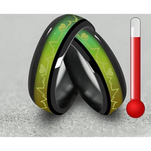 Free Shipping Heart Beat Electrocardiogram Rings For Women Temperature Emotion Feeling Mood Ring Men Jewelry anillos