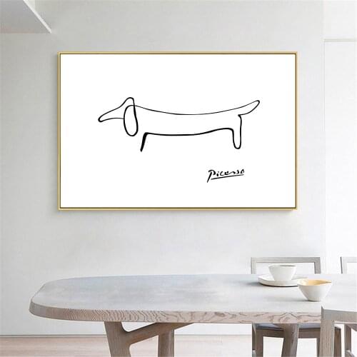 Picasso Creative Abstract Line Print Dachshund Dog Canvas Poster Minimalist Wall Art Painting Nordic Pictures Living Room Decor