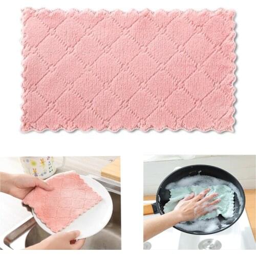 Kitchen Towel Cleaning Cloth Nonstick Oil Coral Velvet Hanging Hand Towels Dishclout Washing Windows Car Floor Home Clean