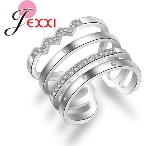 Fashion Brand Multilayer Layers Rings for Women Gold Silver Jewelry Hollow Out Vintage Crystal Ring Jewelry Accessories