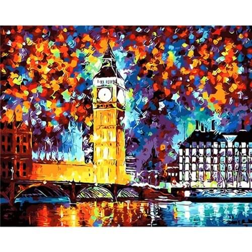 Paint By Diamonds City Scenery Kits Drawing Canvas Hand Painted Gift DIY Oil Painting Landscape Pictures Home Decor