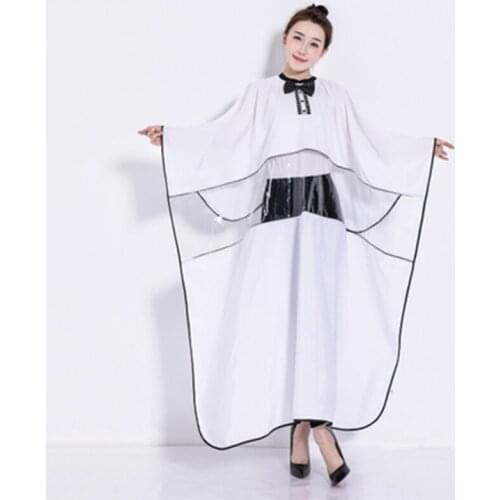 Customized Logo Cutting Hair Waterproof Cloth White Bow Tie Salon Barber Gown Cape Hairdressing Hairdresser Capes