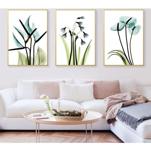 Blue Flowers Canvas Painting Wall Art Abstract Pictures for Living Room Bedroom Nordic Simplicity Decoration Posters and Prints