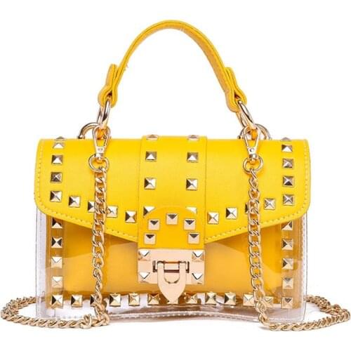 New chains rivet elegant women handbag small PU leather hasp handbag summer soft shoulder bag cross body shoulder messenger bag