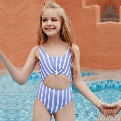 2021 New Childrens Bikini Striped Belly Slimming Sexy One-piece Swimsuit Women